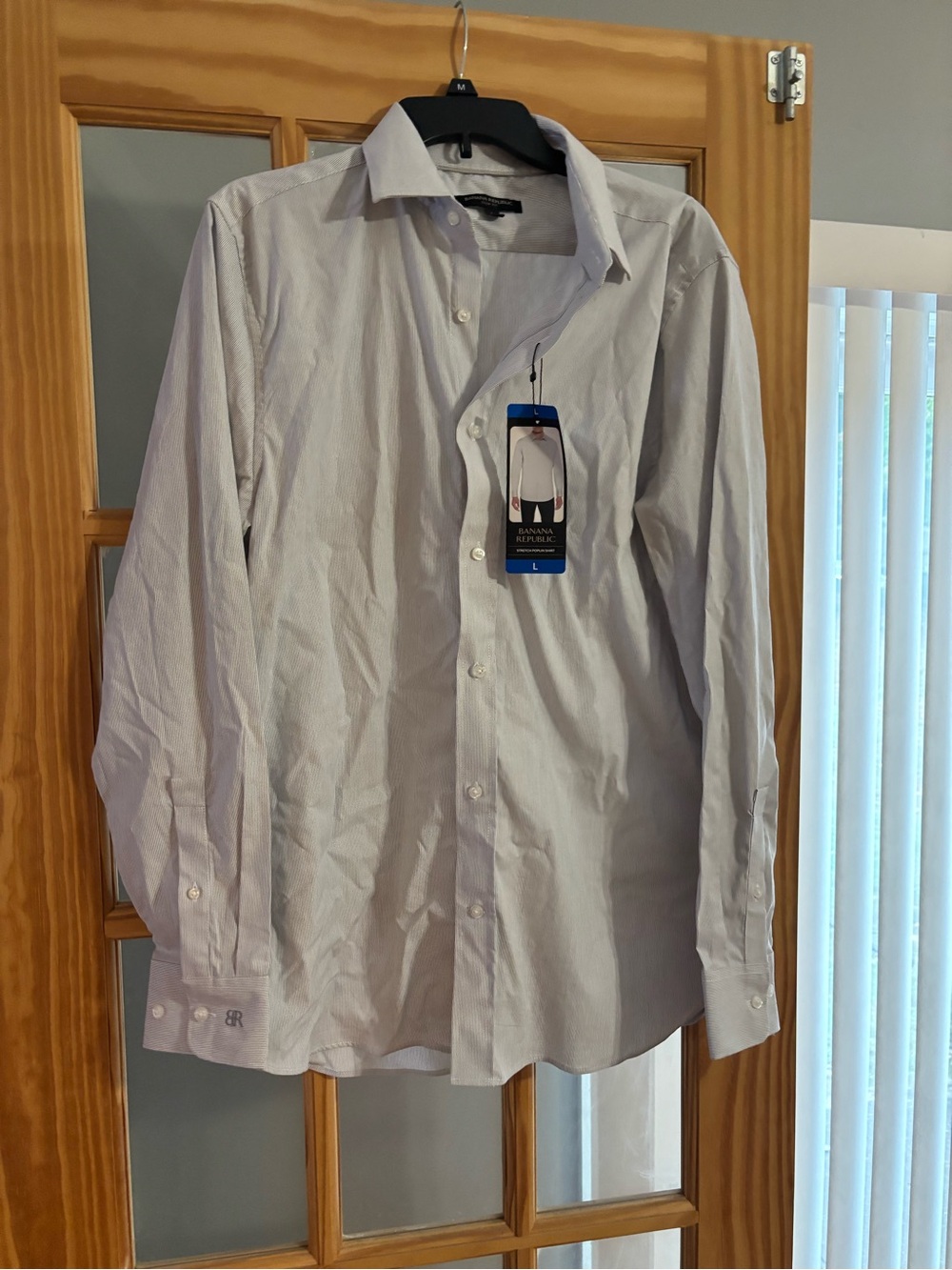 Banana Republic Men's Light Gray Subtle Stripe Dress Shirt
